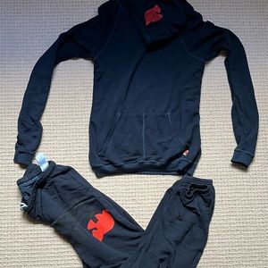 Free City Life Nature Love Dark Navy Orange Dove Sweats Women’s Sz S